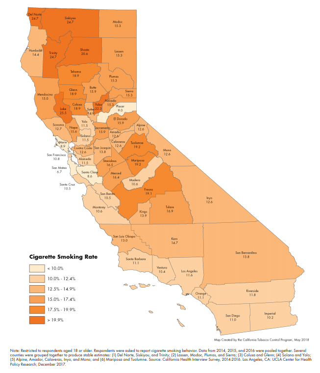 CA map on tobacco regulations
